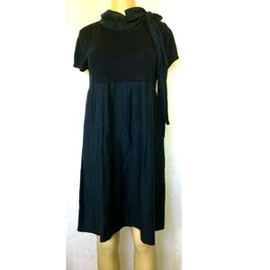 Manoush Blue Dress Knit Short Sleeve ALine Pleated